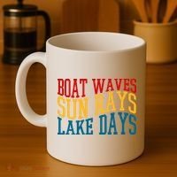 Boat Waves Sun Rays Lake Days Coffee Mug thumb 4