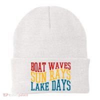 Boat Waves Sun Rays Lake Days Beanie thumb 0