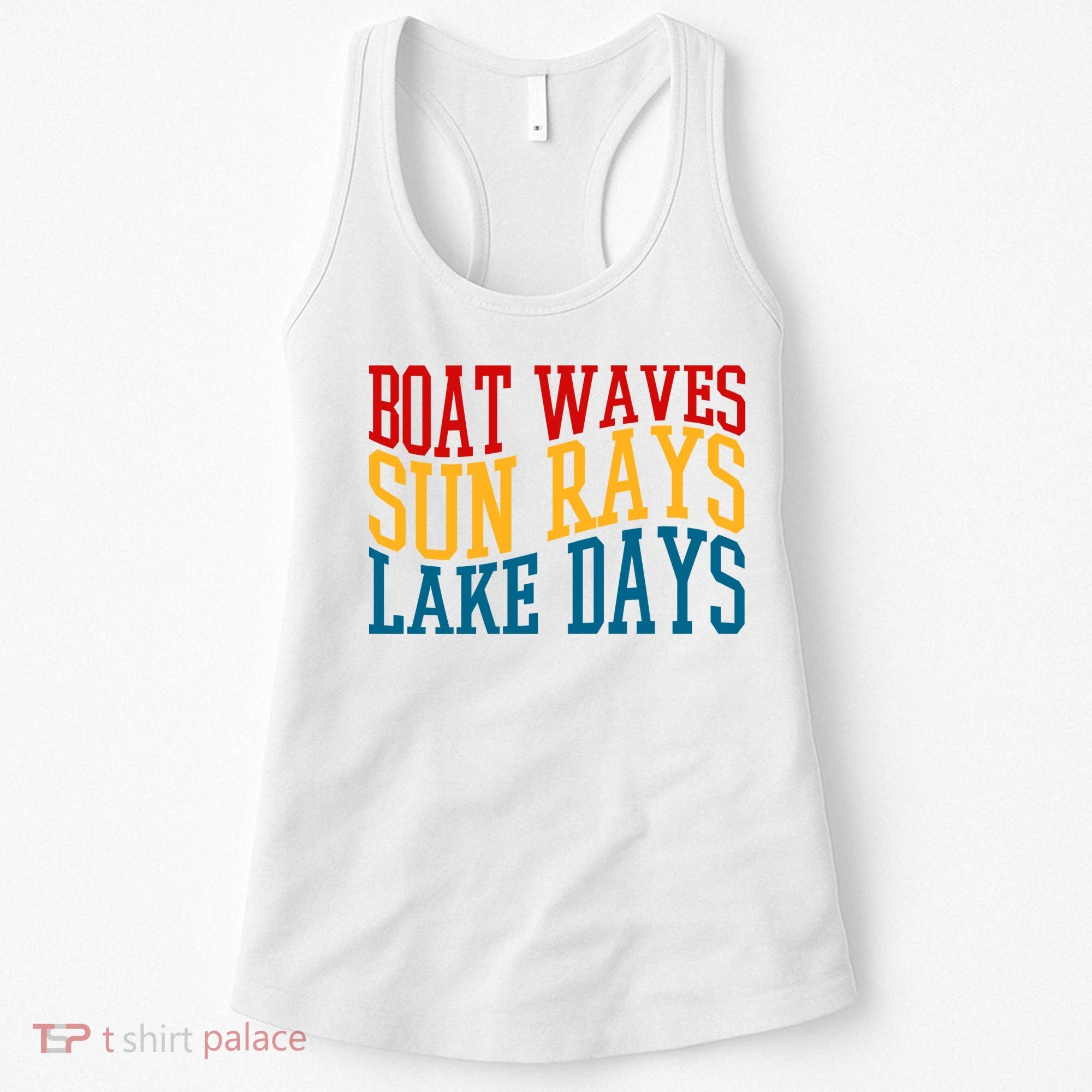 Boat Waves Sun Rays Lake Days Women's Tank Top