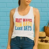 Boat Waves Sun Rays Lake Days Women's Tank Top thumb 2