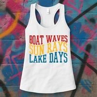 Boat Waves Sun Rays Lake Days Women's Tank Top thumb 3