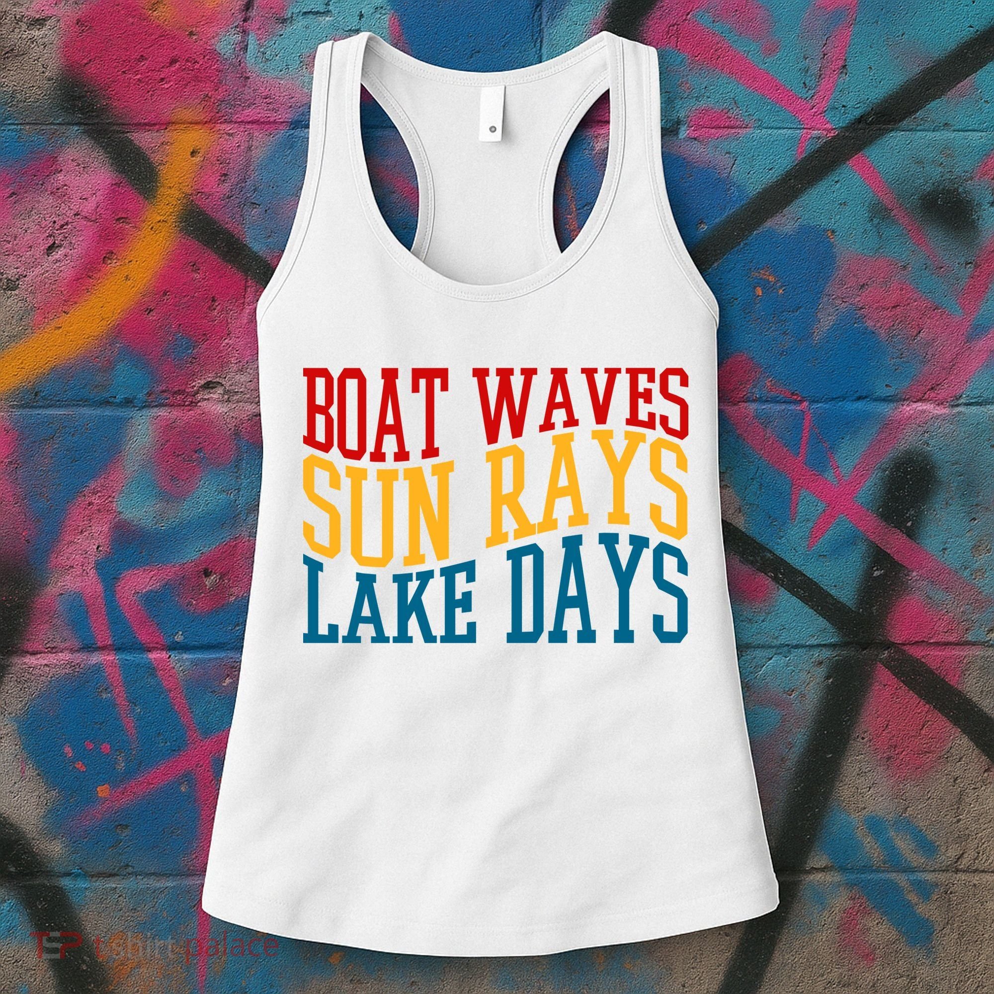 Boat Waves Sun Rays Lake Days Women's Tank Top