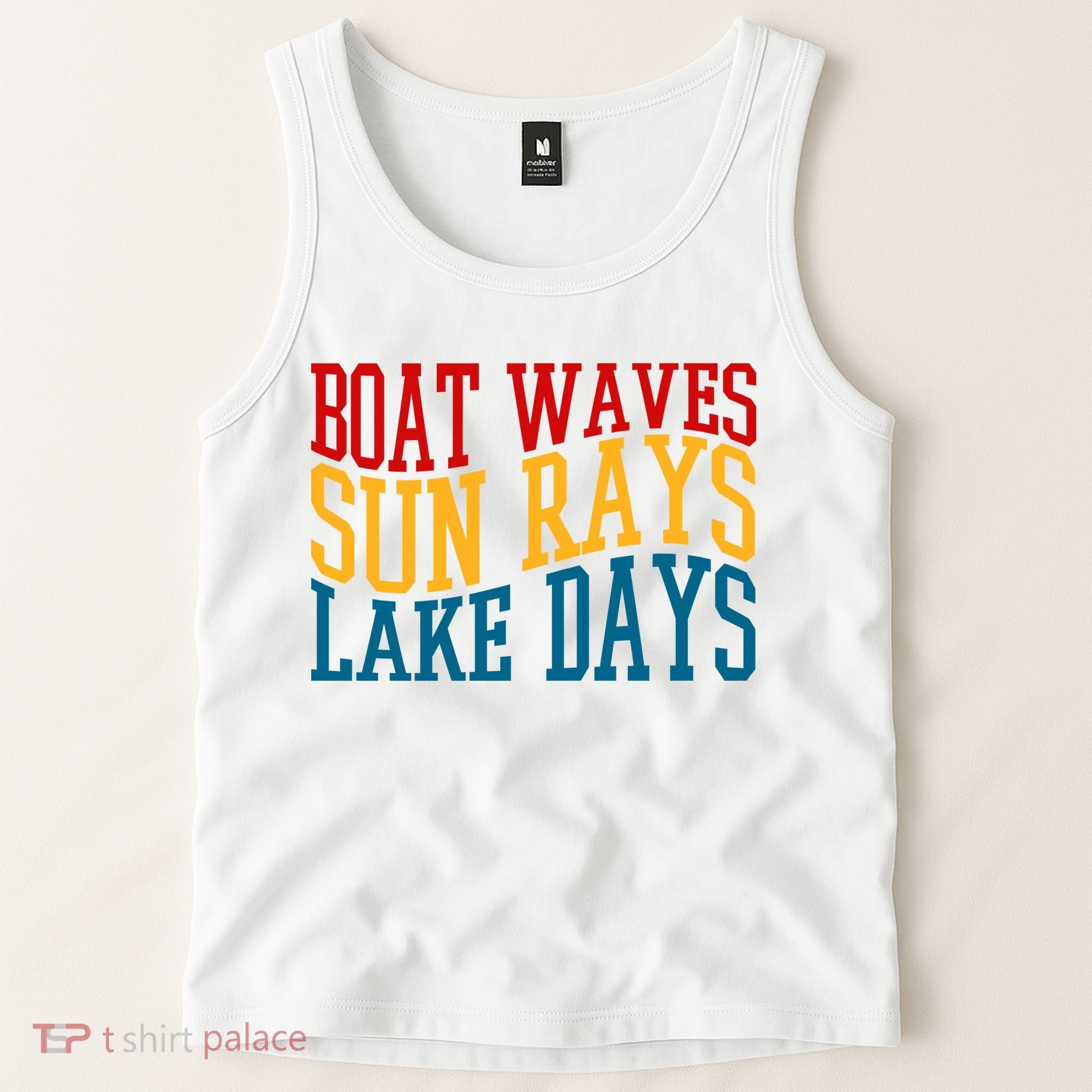 Boat Waves Sun Rays Lake Days Tank Top