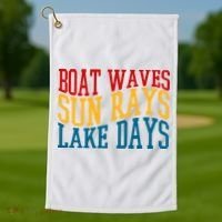 Boat Waves Sun Rays Lake Days Golf Towel thumb 1