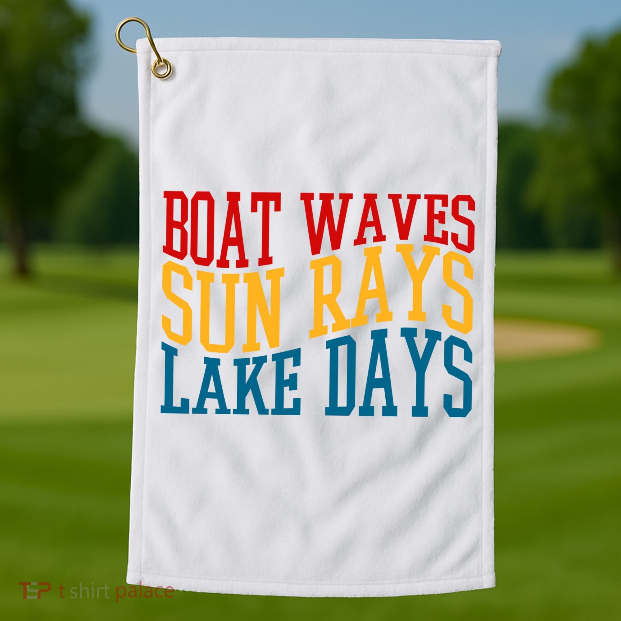 Boat Waves Sun Rays Lake Days Golf Towel