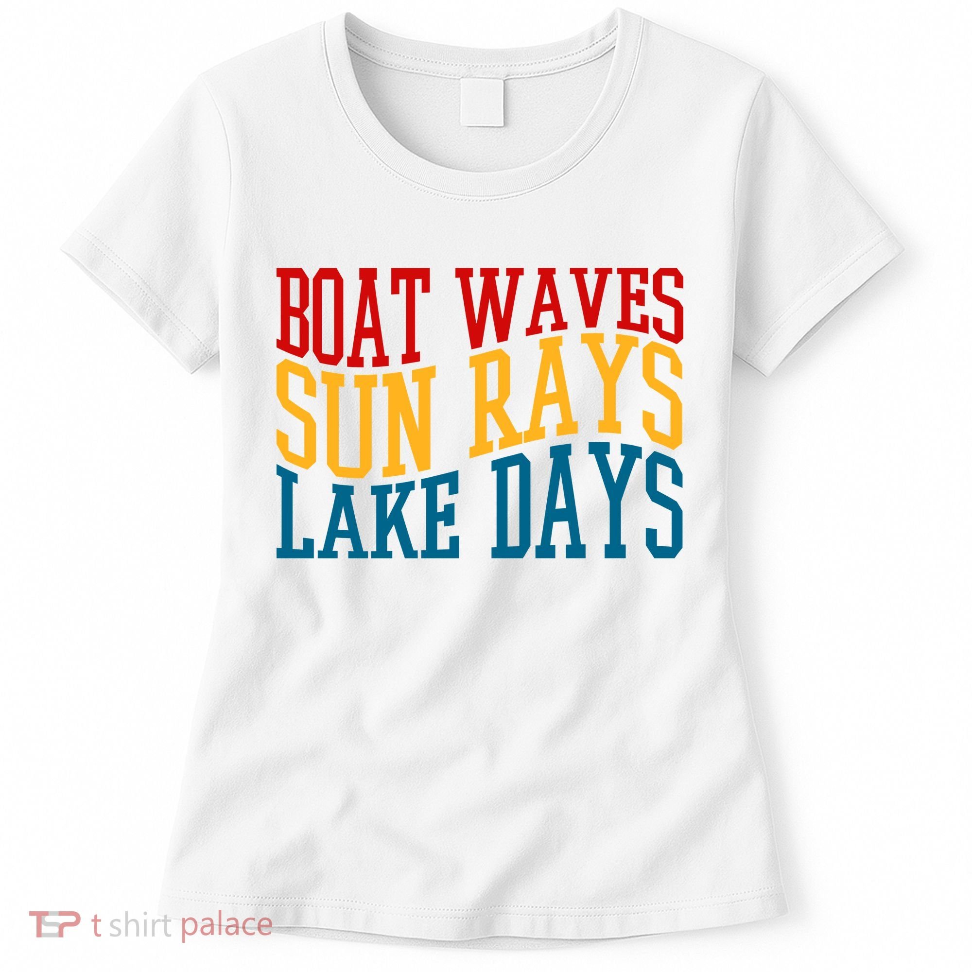 Boat Waves Sun Rays Lake Days Women's T-Shirt