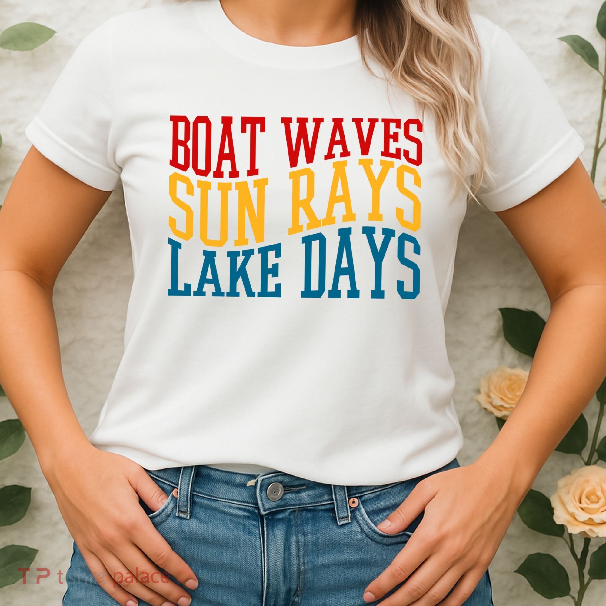 Boat Waves Sun Rays Lake Days Women's T-Shirt