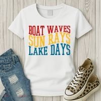 Boat Waves Sun Rays Lake Days Women's T-Shirt thumb 3