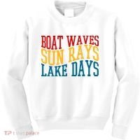 Boat Waves Sun Rays Lake Days Kids Sweatshirt thumb 0