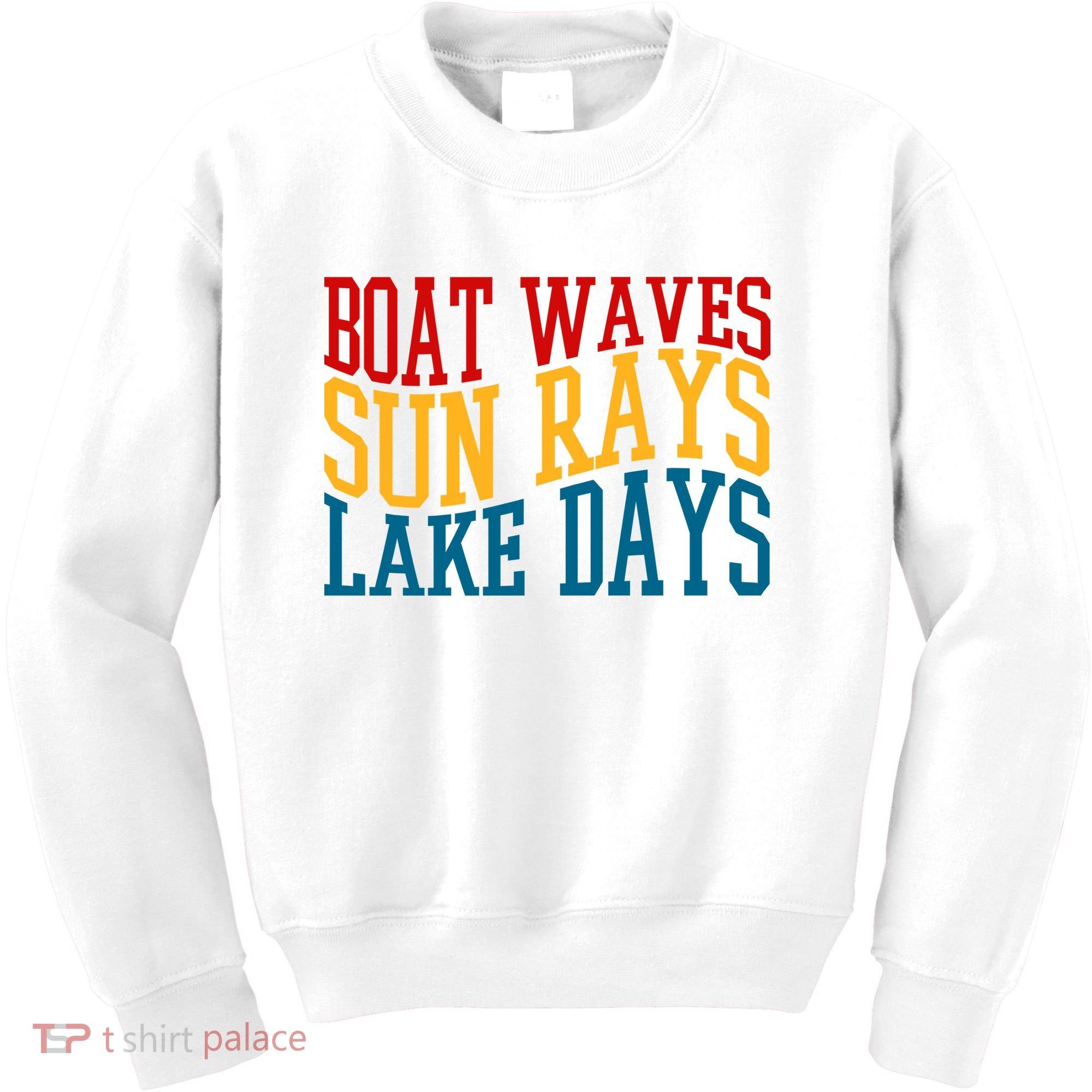 Boat Waves Sun Rays Lake Days Kids Sweatshirt