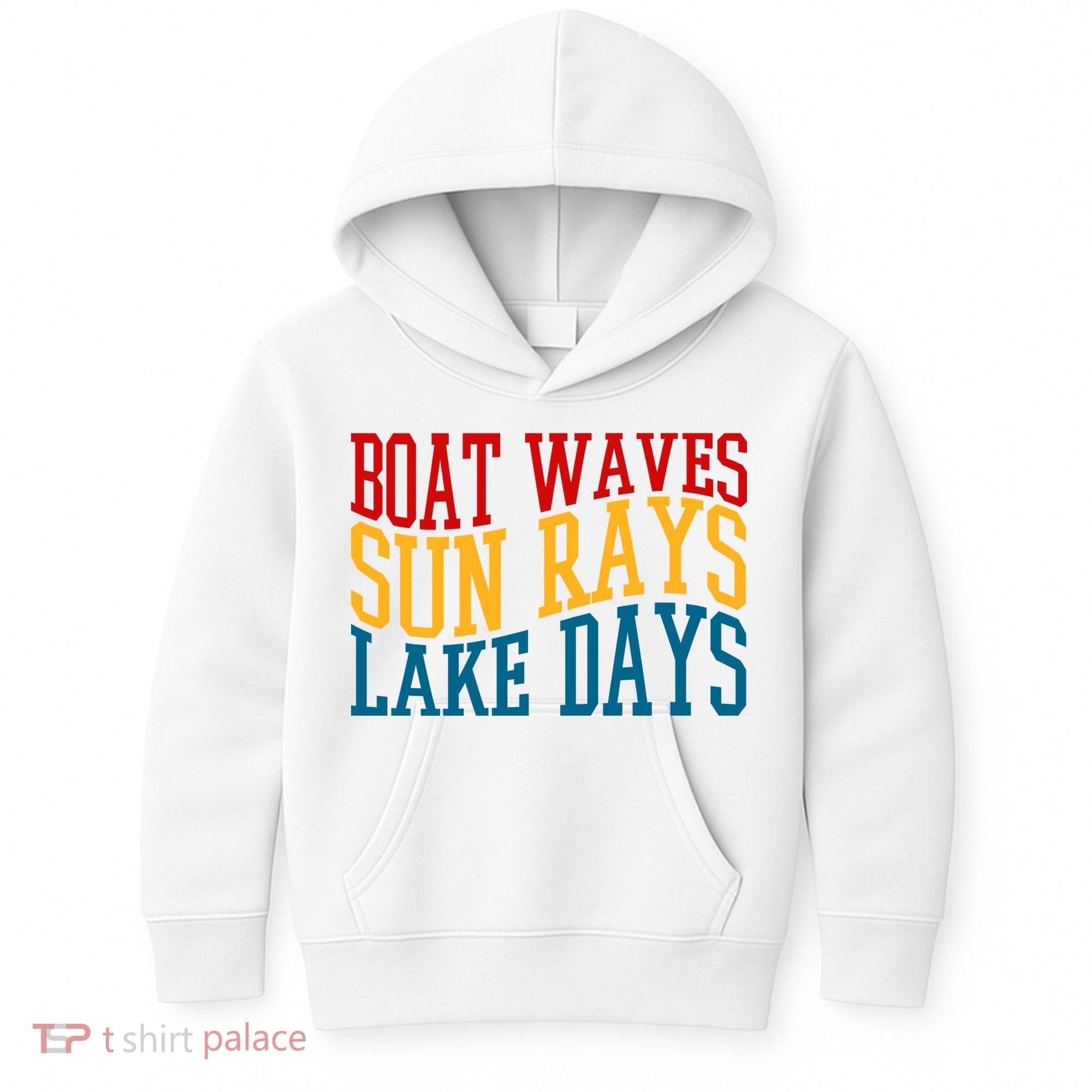 Boat Waves Sun Rays Lake Days Kids Hoodie