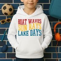 Boat Waves Sun Rays Lake Days Kids Hoodie thumb 2