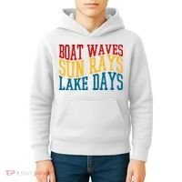 Boat Waves Sun Rays Lake Days Kids Hoodie thumb 4