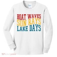 Boat Waves Sun Rays Lake Days Kids Long Sleeve Shirt thumb 0
