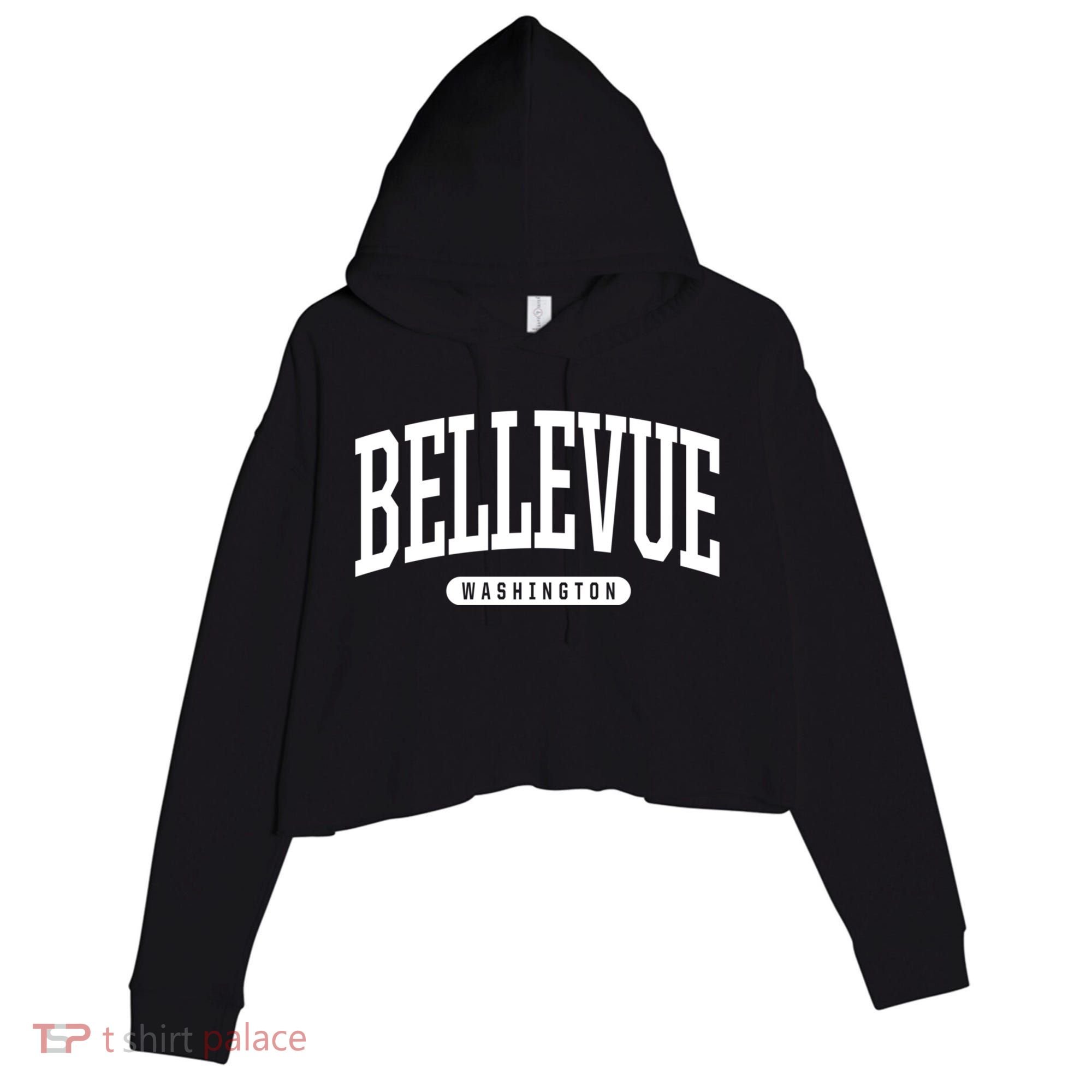 Bellevue Washington Souvenirs College Style Bellevue Washington Souvenir Gift Crop Fleece Hoodie