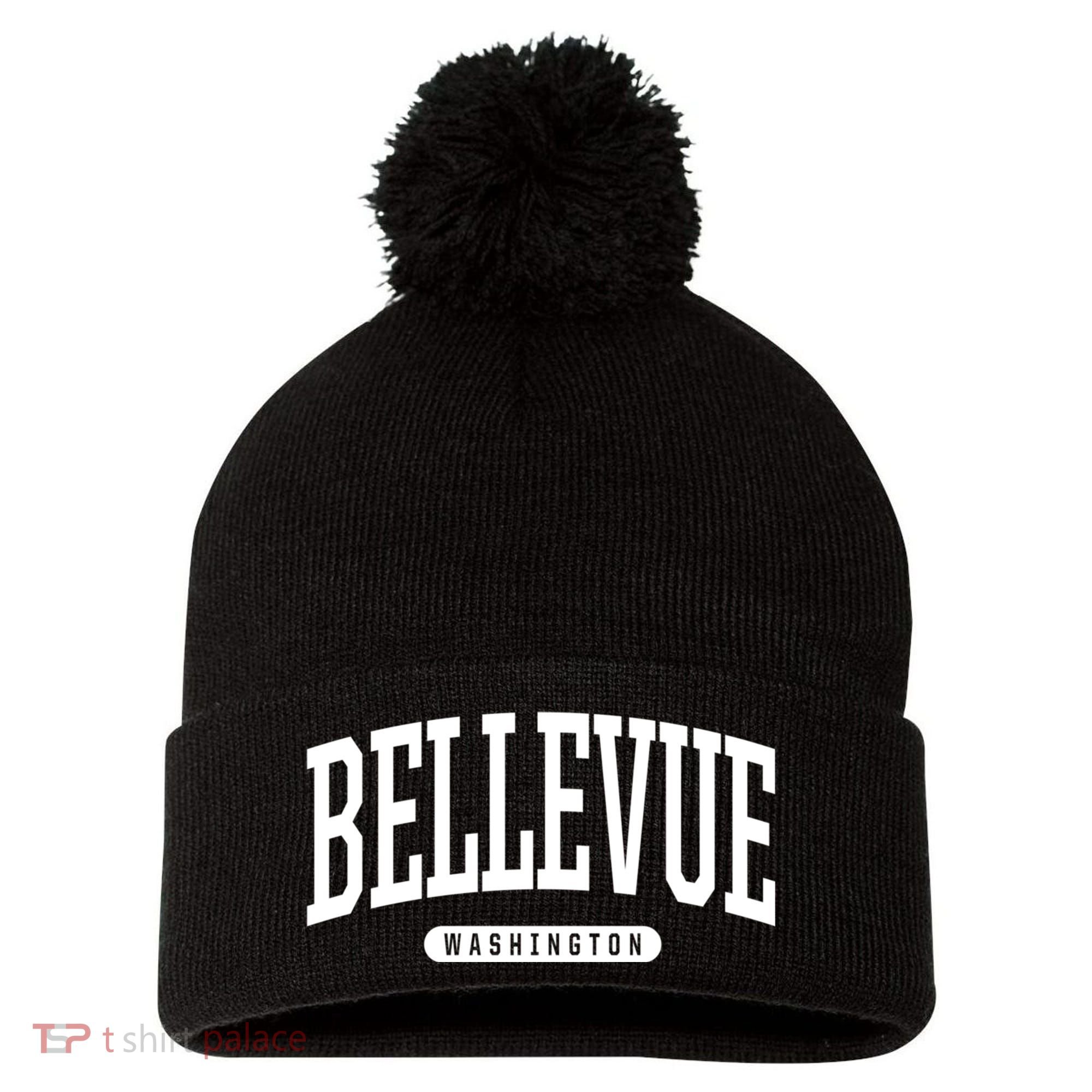 Bellevue Washington Souvenirs College Style Bellevue Washington Souvenir Gift Pom Pom 12in Knit Beanie