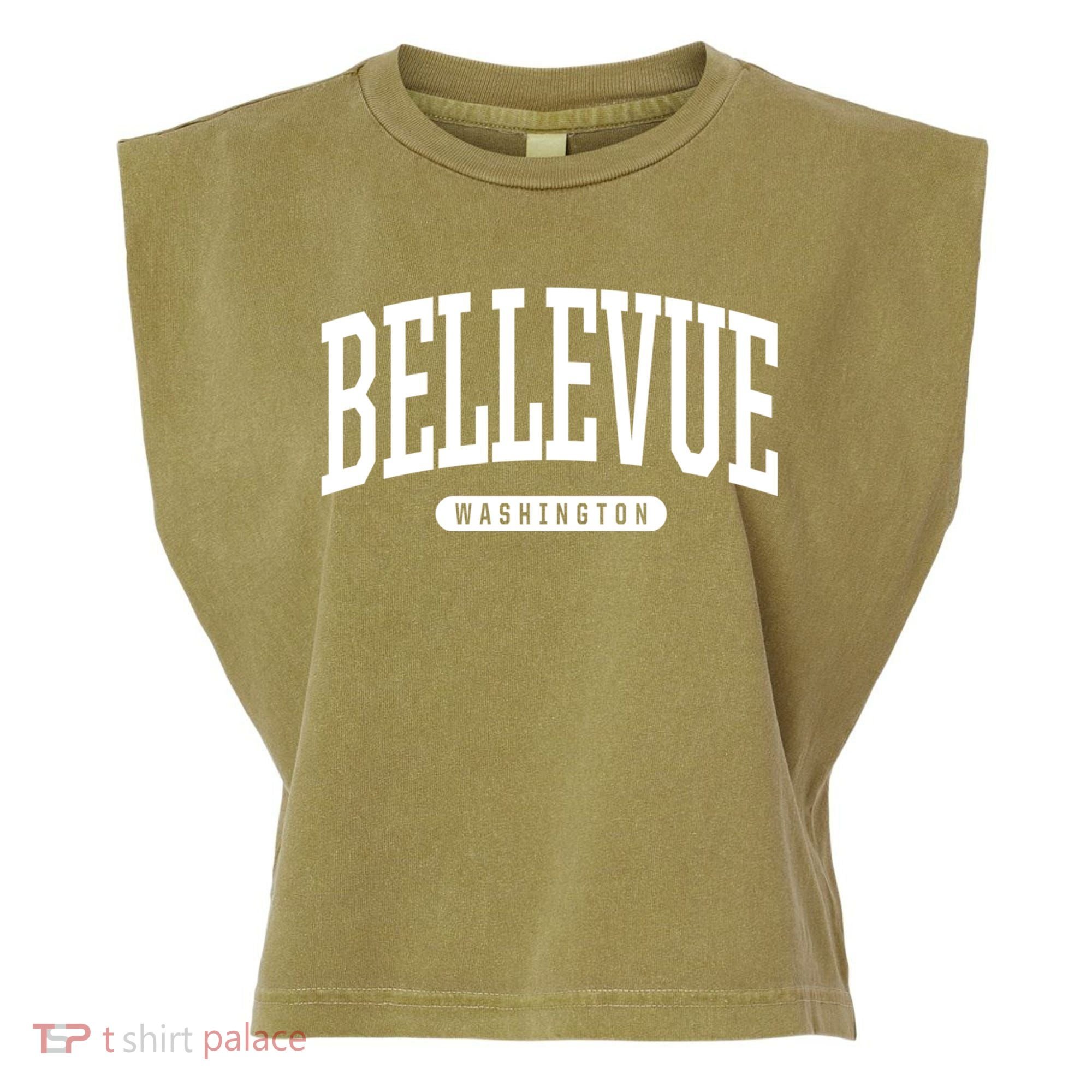 Bellevue Washington Souvenirs College Style Bellevue Washington Souvenir Gift Garment-Dyed Women's Muscle Tee
