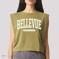 Bellevue Washington Souvenirs College Style Bellevue Washington Souvenir Gift Garment-Dyed Women's Muscle Tee thumb 2