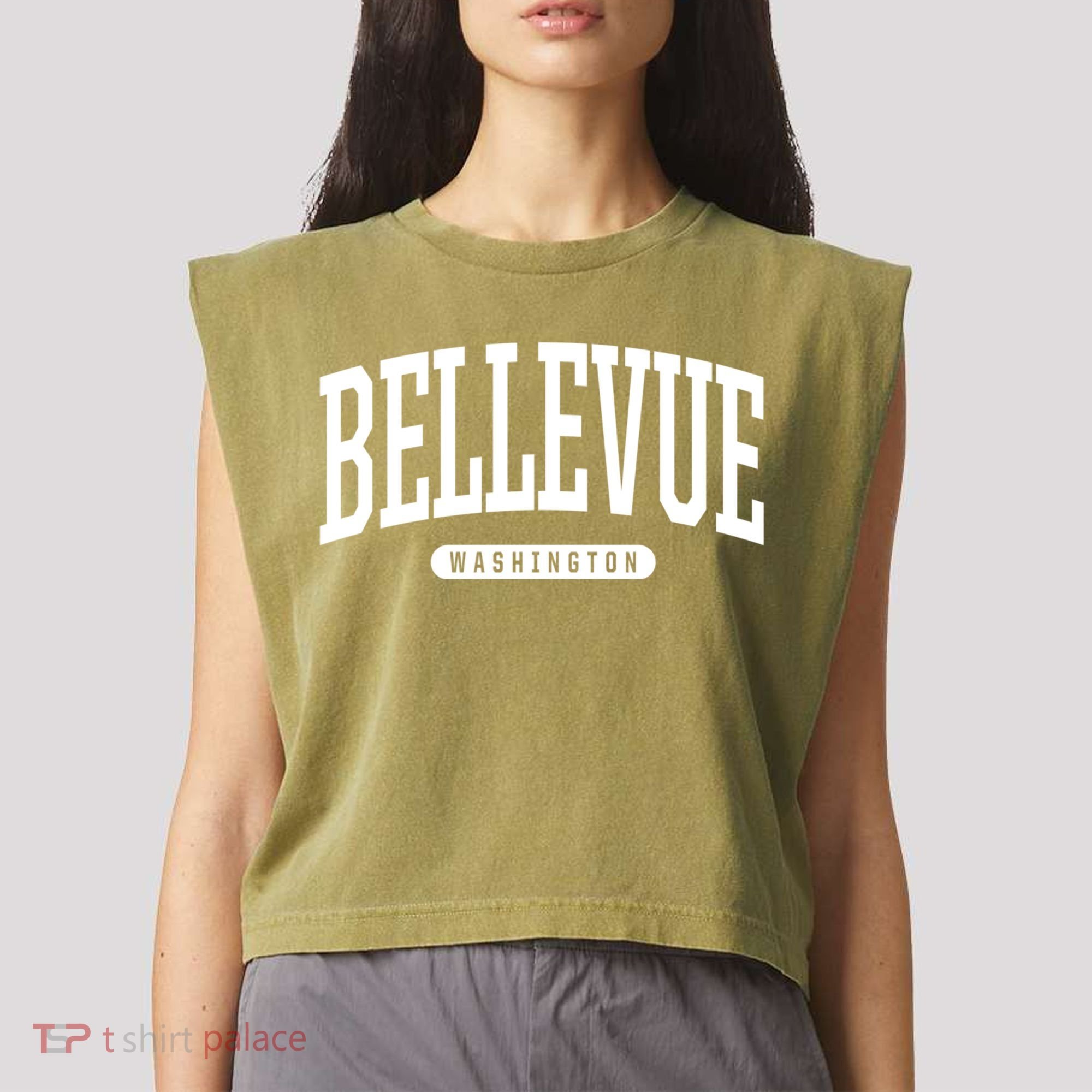 Bellevue Washington Souvenirs College Style Bellevue Washington Souvenir Gift Garment-Dyed Women's Muscle Tee