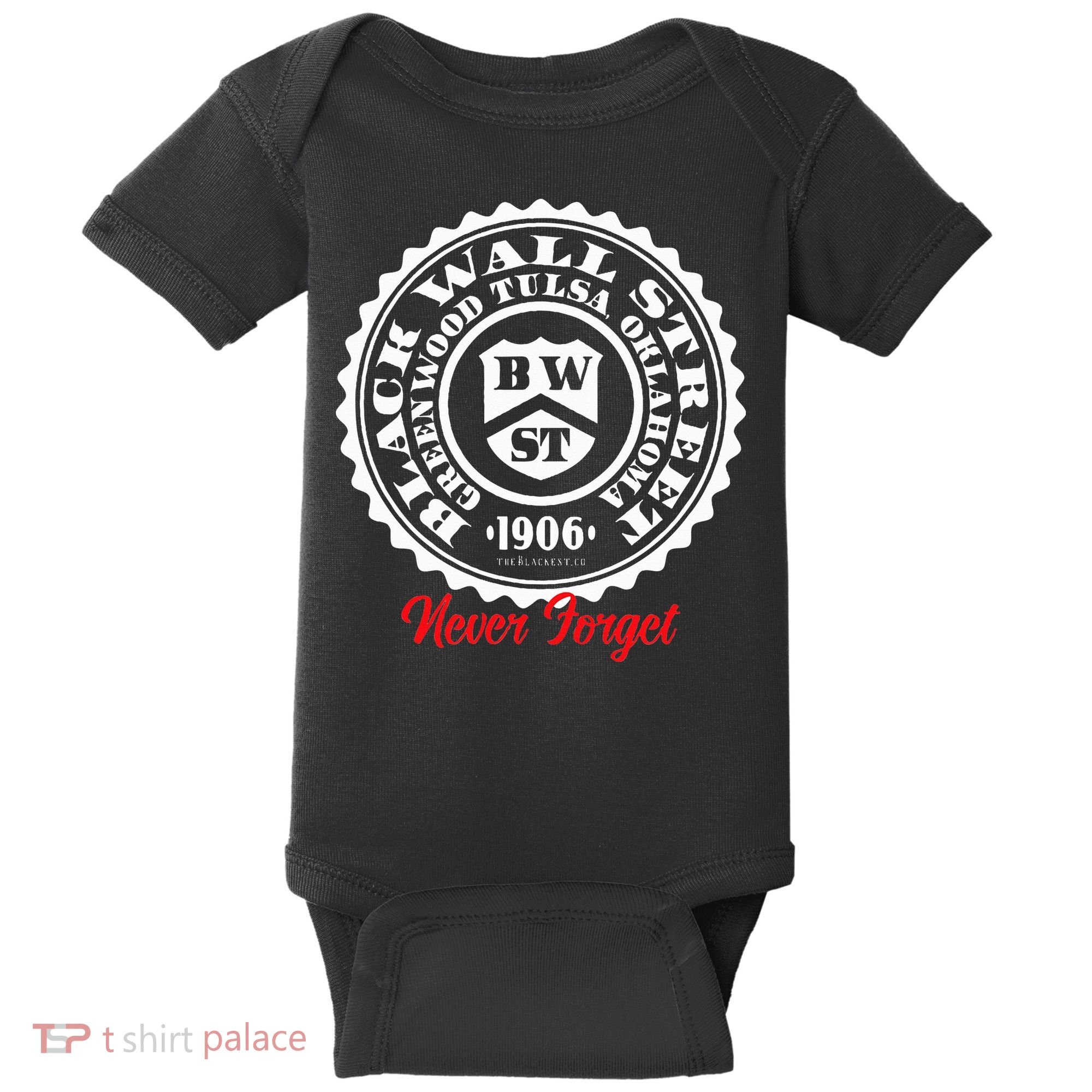 Black Wall Street Seal Greenwood Tulsa Oklahoma Never Forget Baby Bodysuit