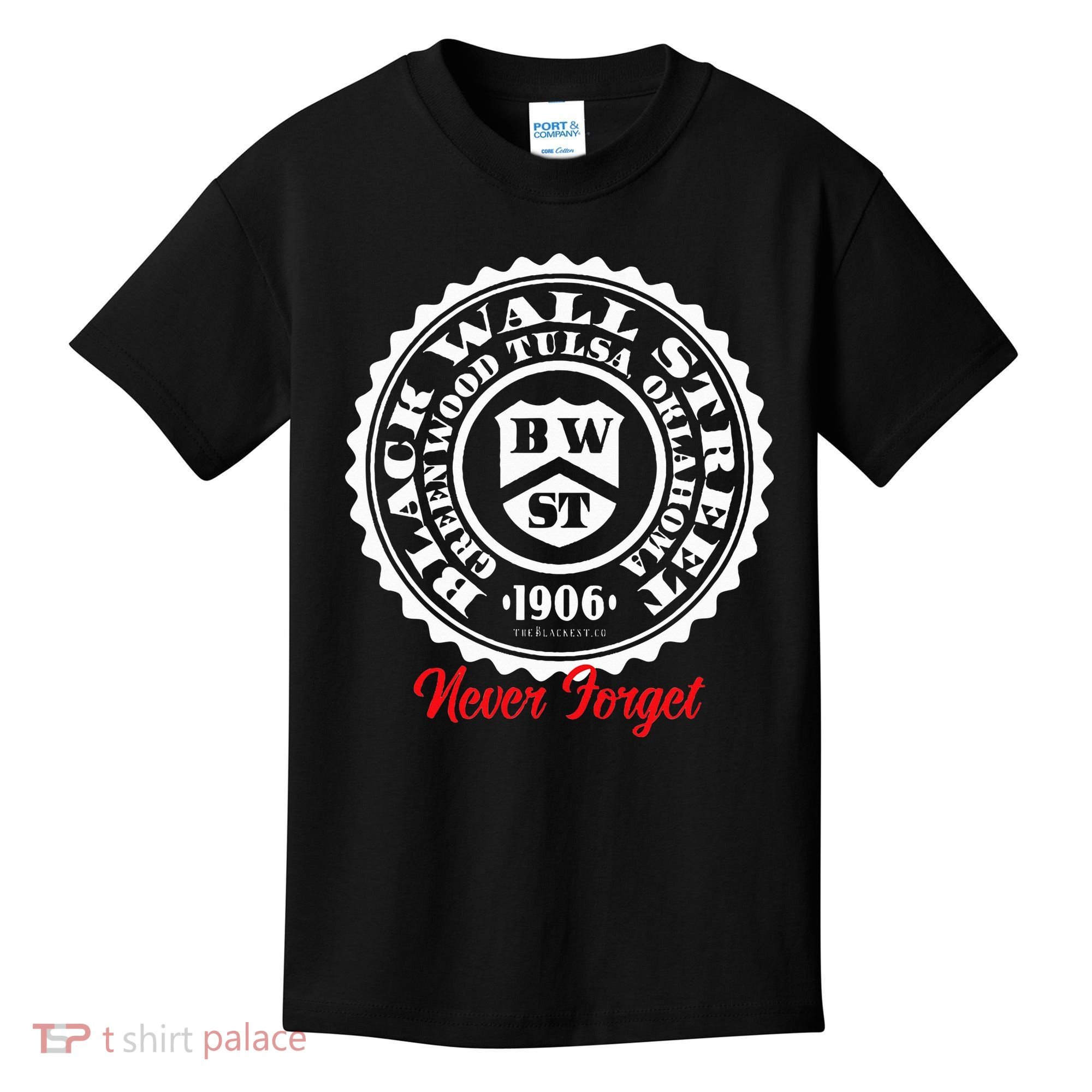 Black Wall Street Seal Greenwood Tulsa Oklahoma Never Forget Kids T-Shirt