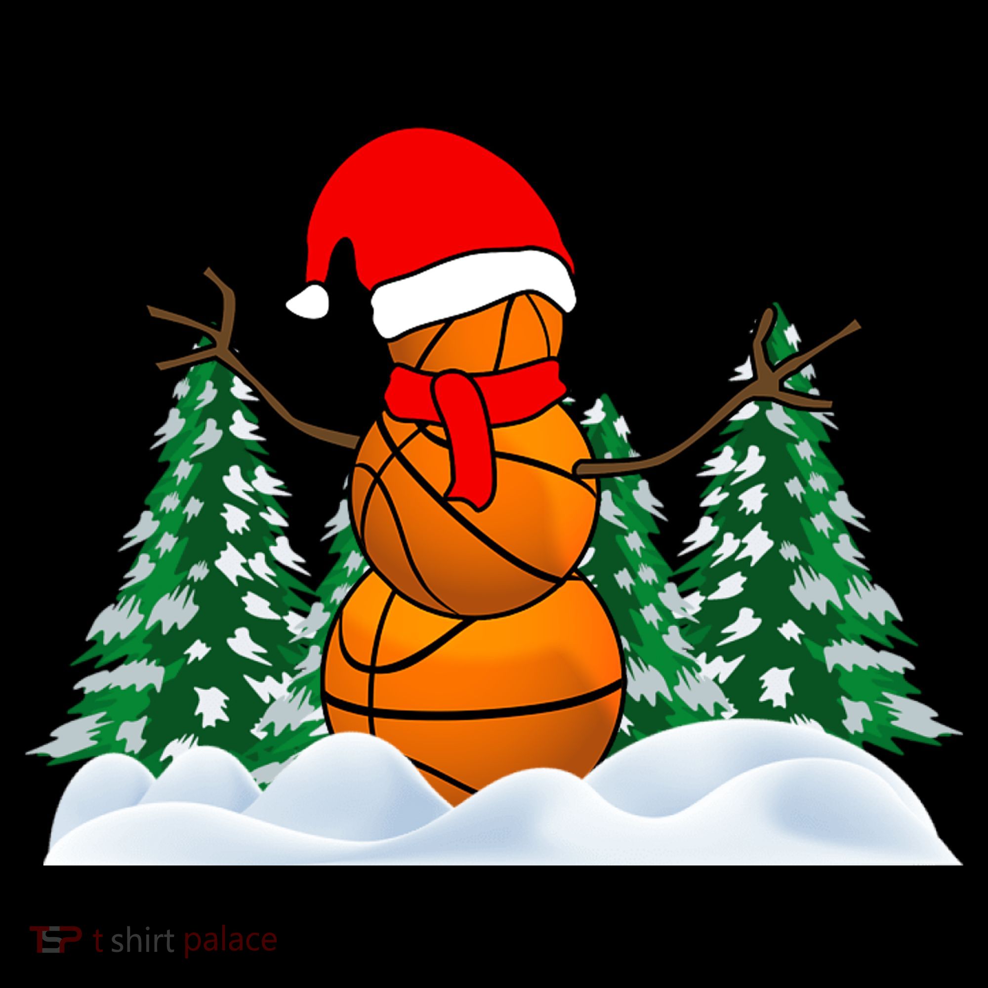 Basketball Winter Snowman Santa Long Sleeve Shirt