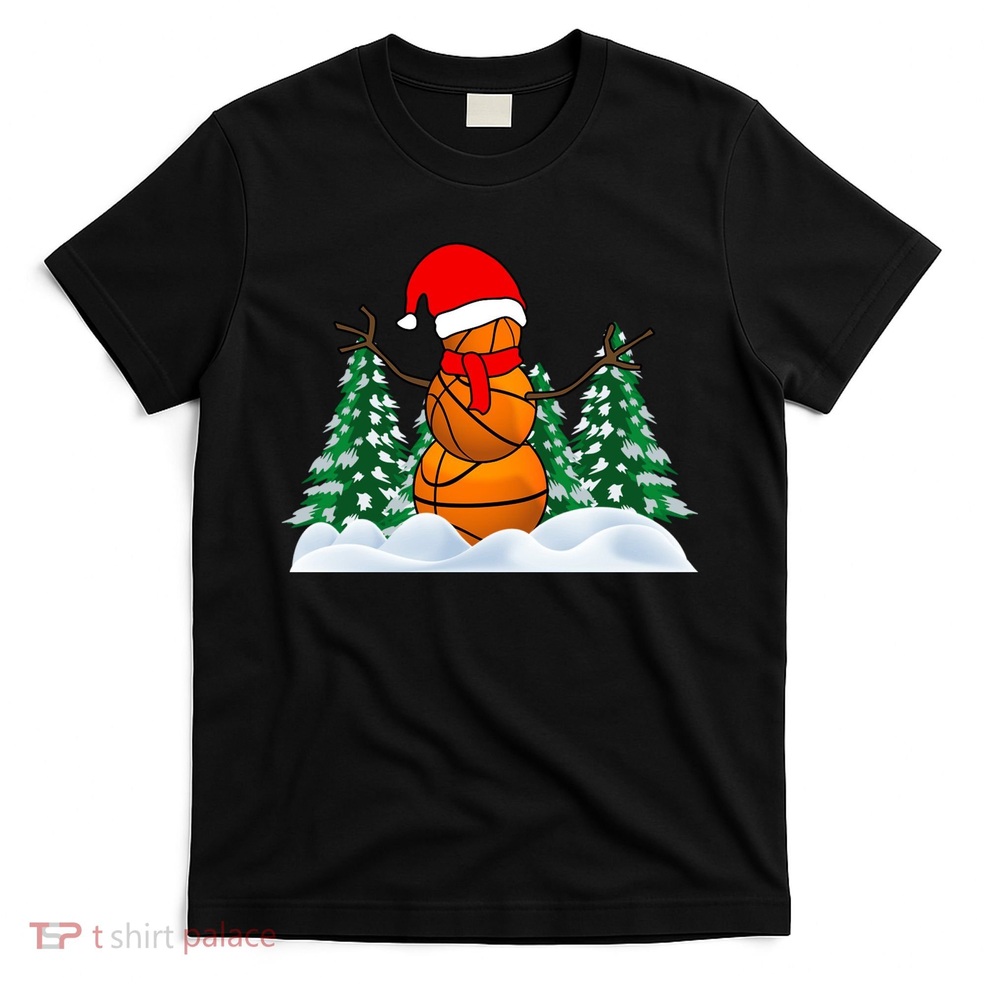 Basketball Winter Snowman Santa T-Shirt