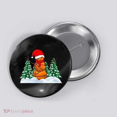 Basketball Winter Snowman Santa Button