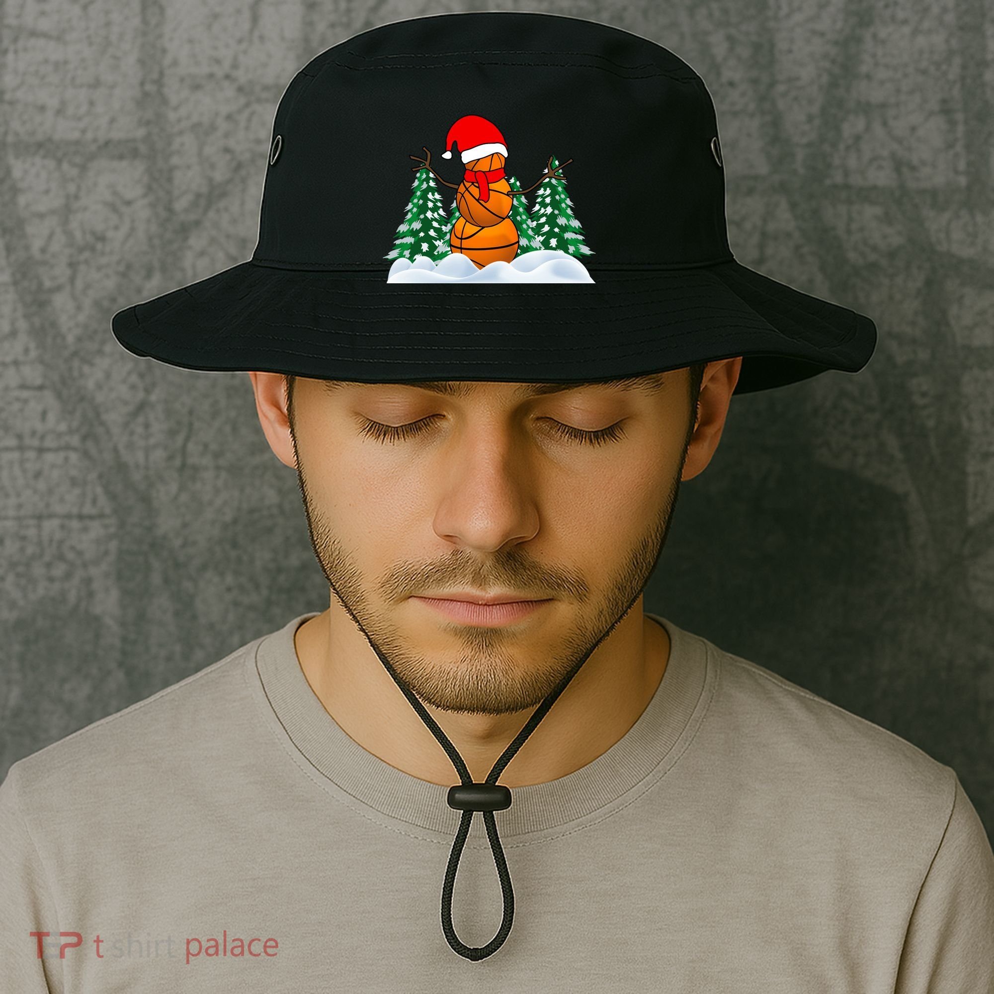 Basketball Winter Snowman Santa Bucket Hat