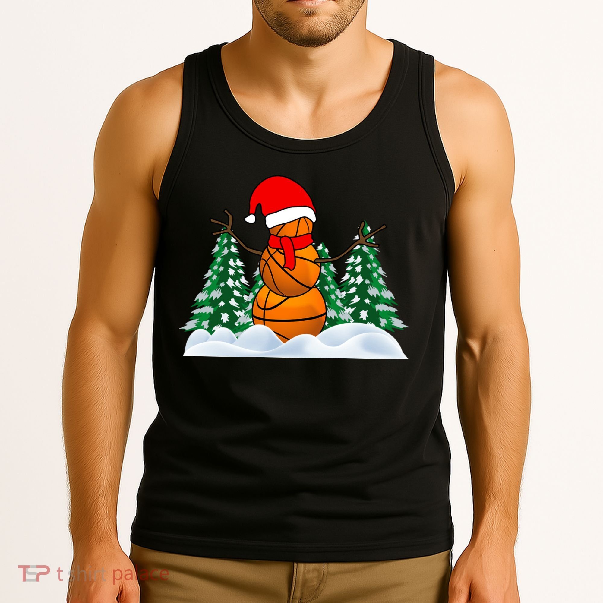 Basketball Winter Snowman Santa Tank Top