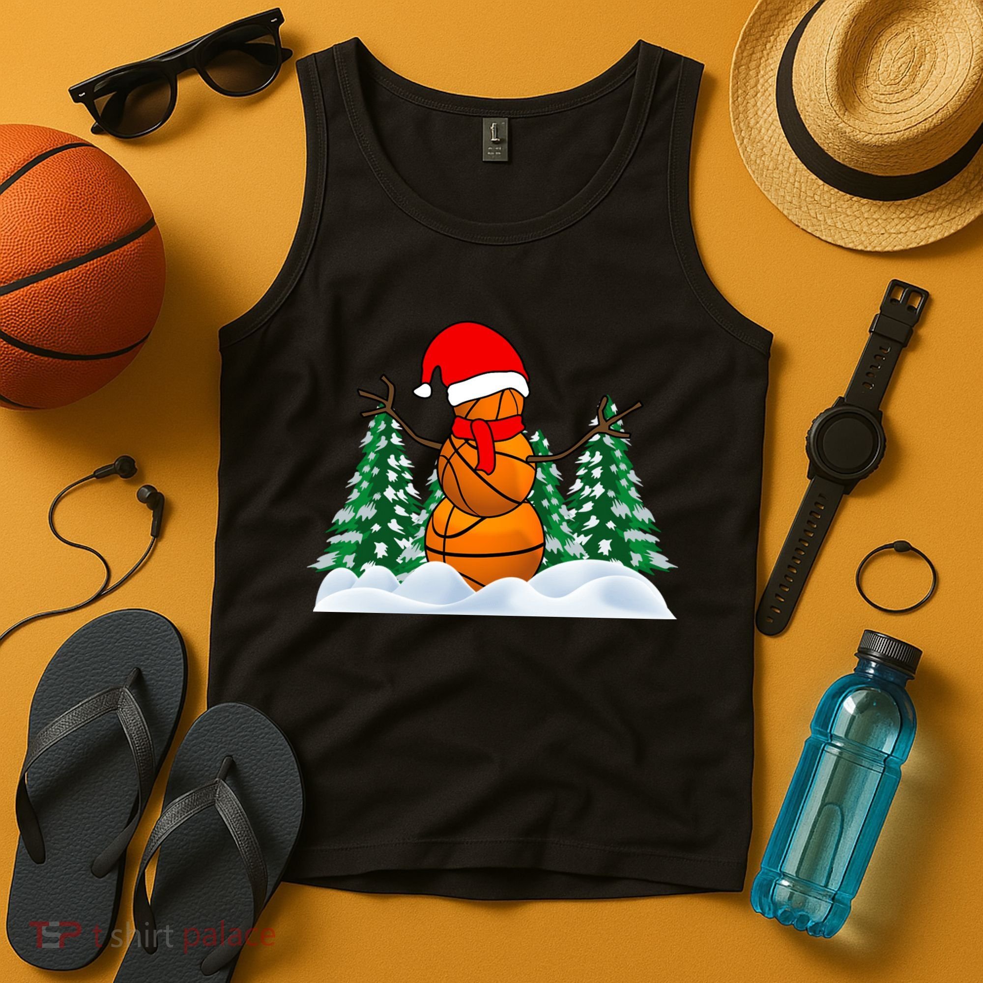Basketball Winter Snowman Santa Tank Top