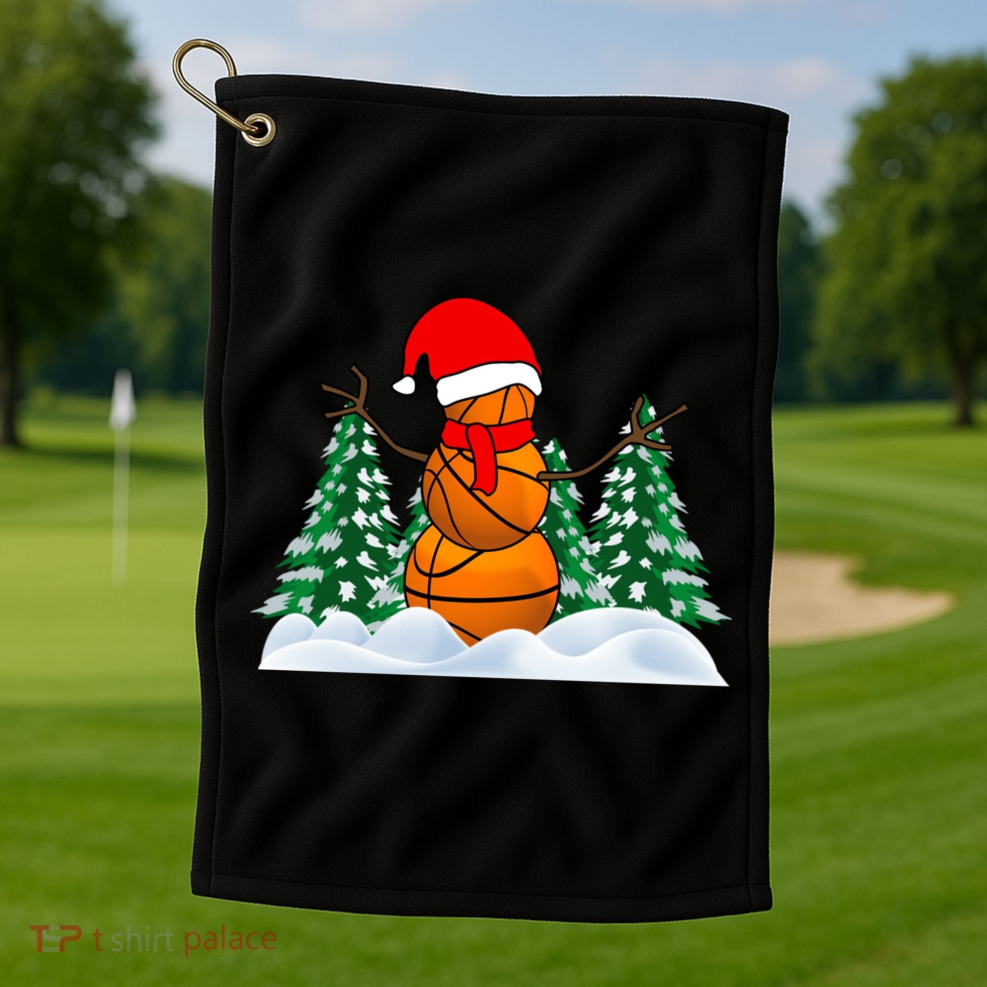 Basketball Winter Snowman Santa Golf Towel