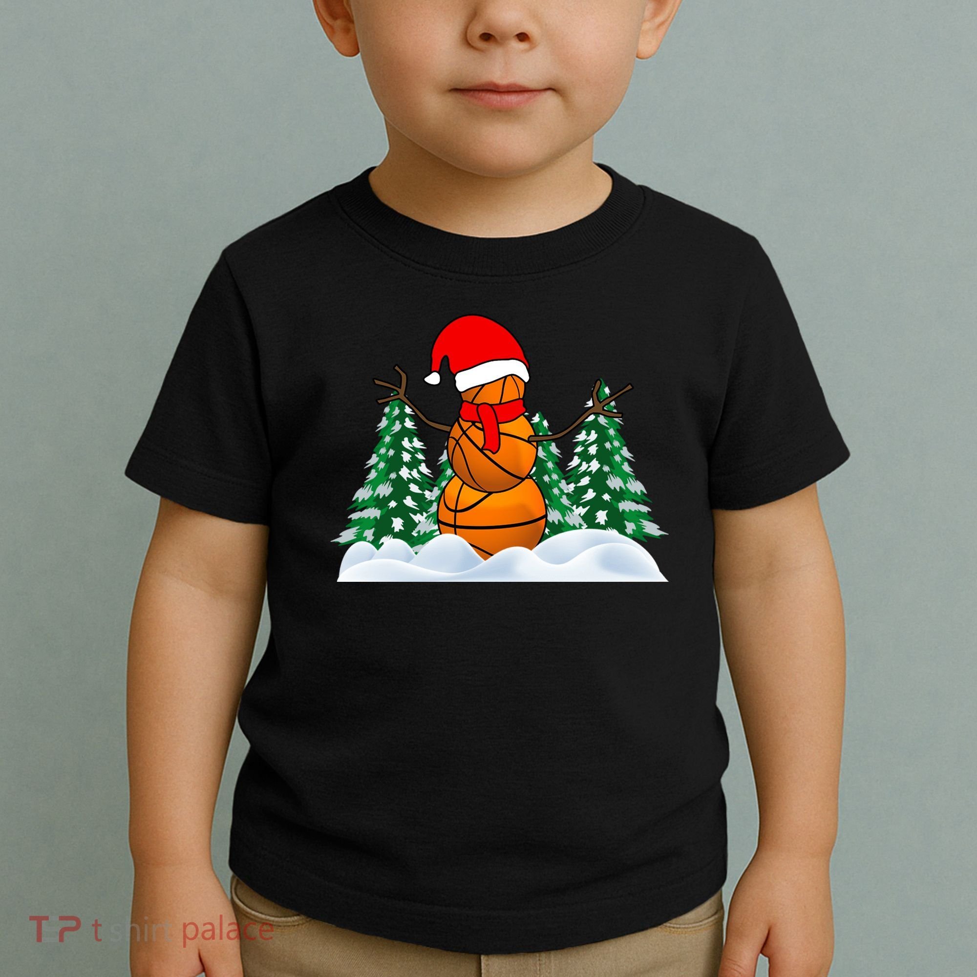 Basketball Winter Snowman Santa Toddler T-Shirt