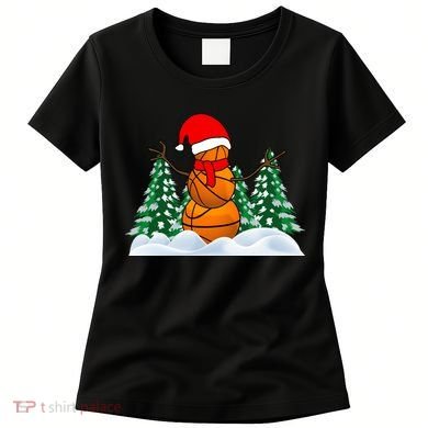 Basketball Winter Snowman Santa Women's T-Shirt