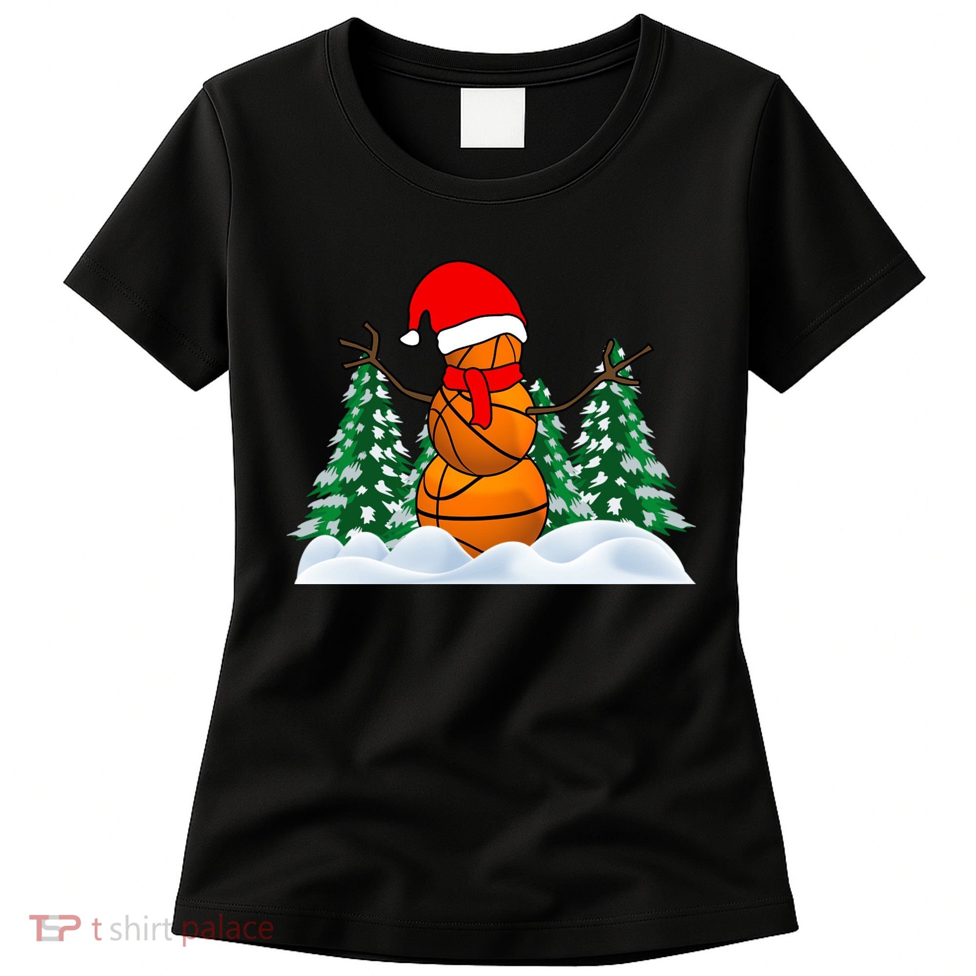Basketball Winter Snowman Santa Women's T-Shirt