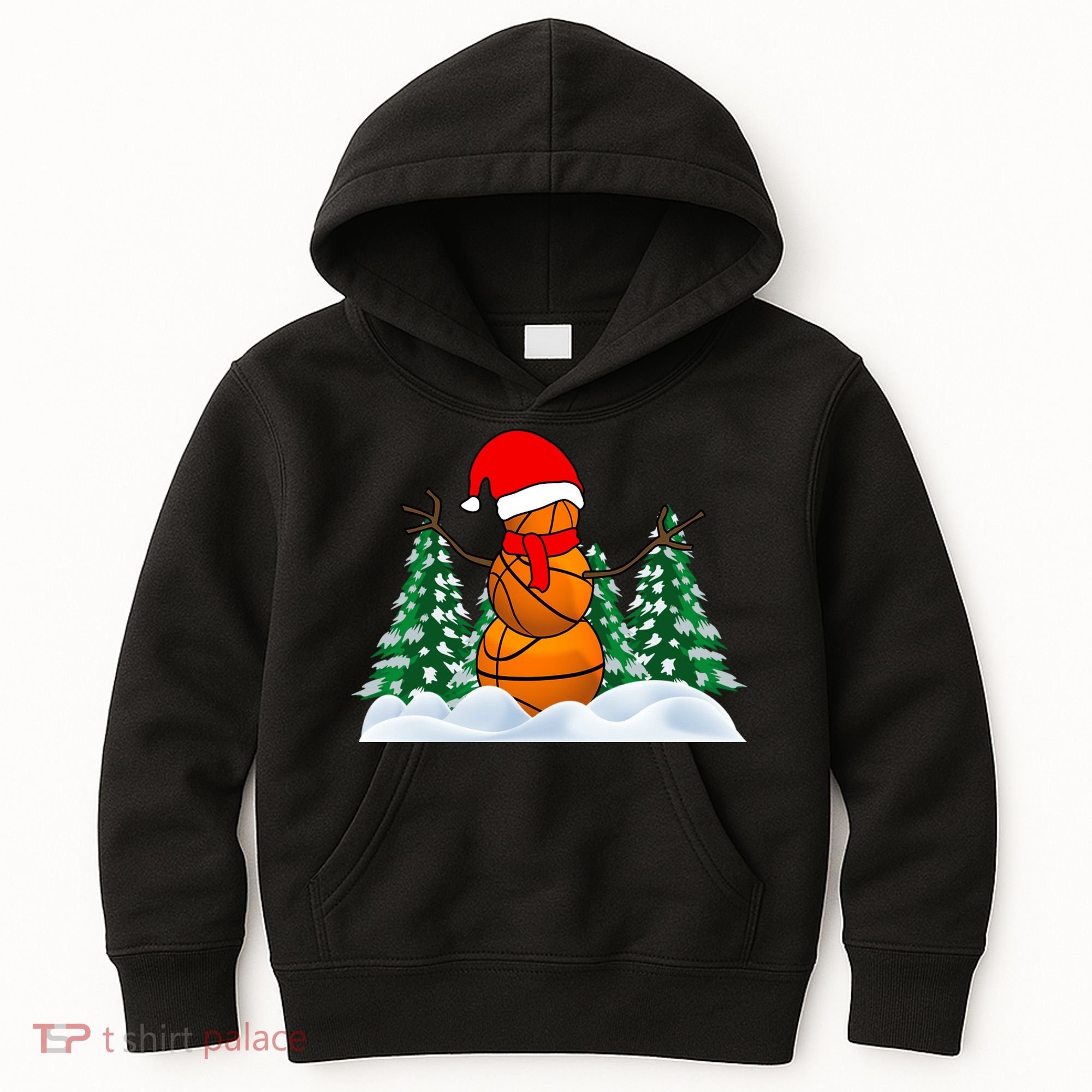 Basketball Winter Snowman Santa Kids Hoodie