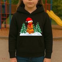 Basketball Winter Snowman Santa Kids Hoodie thumb 3