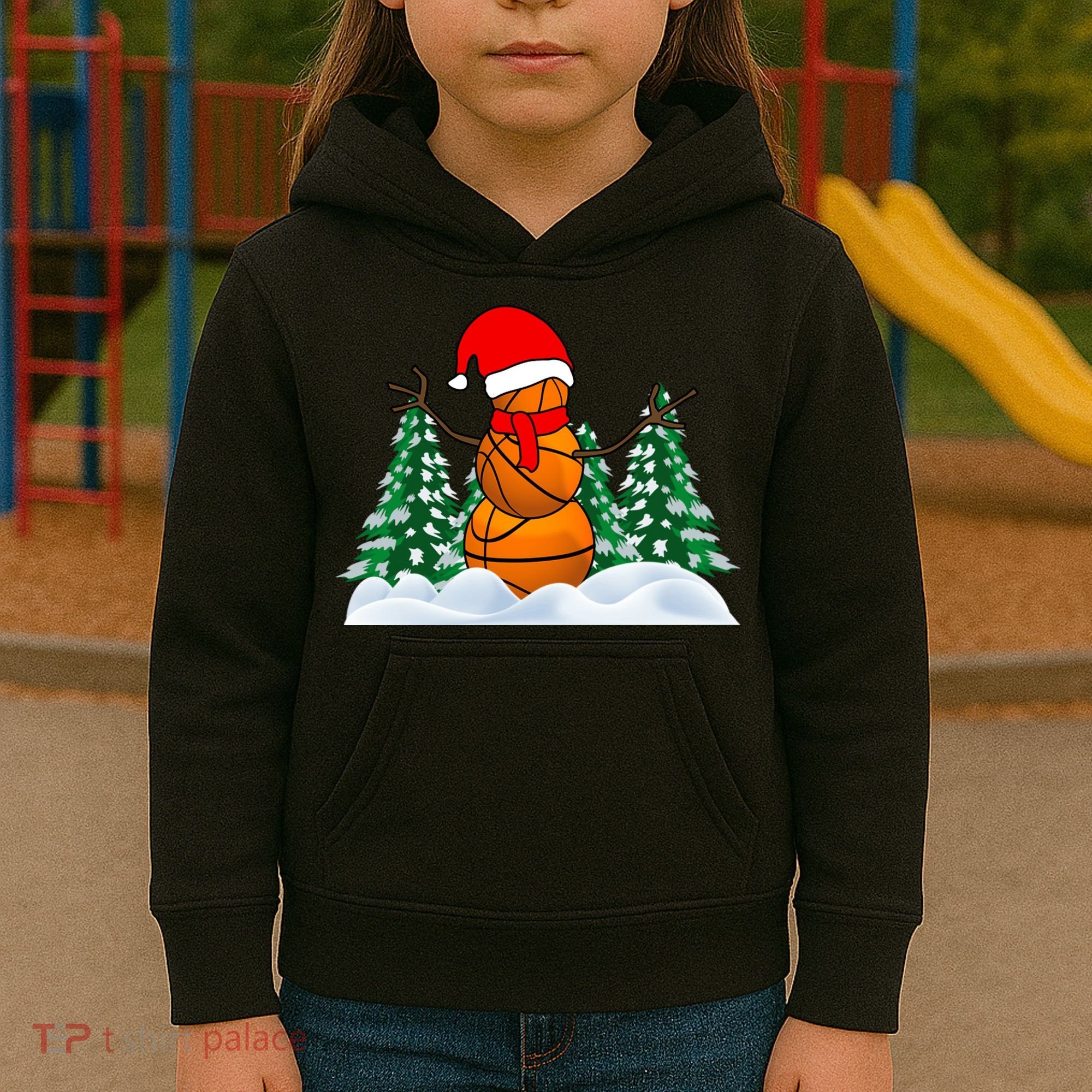 Basketball Winter Snowman Santa Kids Hoodie