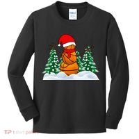 Basketball Winter Snowman Santa Kids Long Sleeve Shirt thumb 0