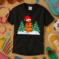 Basketball Winter Snowman Santa Kids T-Shirt thumb 3