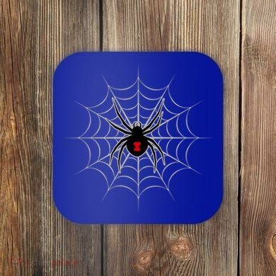 Black Widow Spider Cobweb Spooky Gift Coaster
