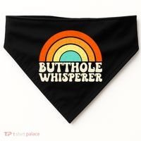 Butthole Whisperer Sarcastic Jokes Retro Groovy Rainbow USA-Made Doggie Bandana thumb 0