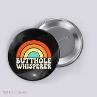 Butthole Whisperer Sarcastic Jokes Retro Groovy Rainbow Button thumb 0