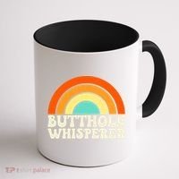 Butthole Whisperer Sarcastic Jokes Retro Groovy Rainbow Coffee Mug thumb 1