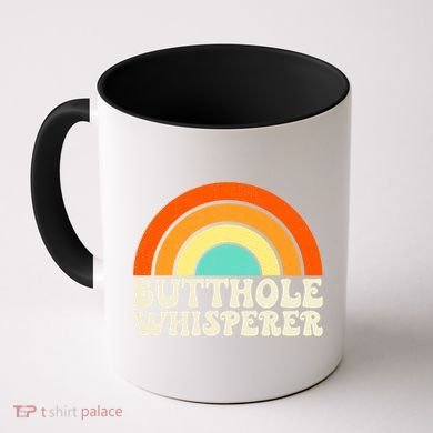 Butthole Whisperer Sarcastic Jokes Retro Groovy Rainbow Coffee Mug