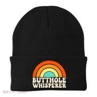 Butthole Whisperer Sarcastic Jokes Retro Groovy Rainbow Beanie thumb 0