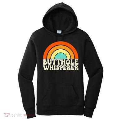Butthole Whisperer Sarcastic Jokes Retro Groovy Rainbow Women's Hoodie