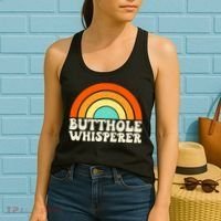Butthole Whisperer Sarcastic Jokes Retro Groovy Rainbow Women's Tank Top thumb 2