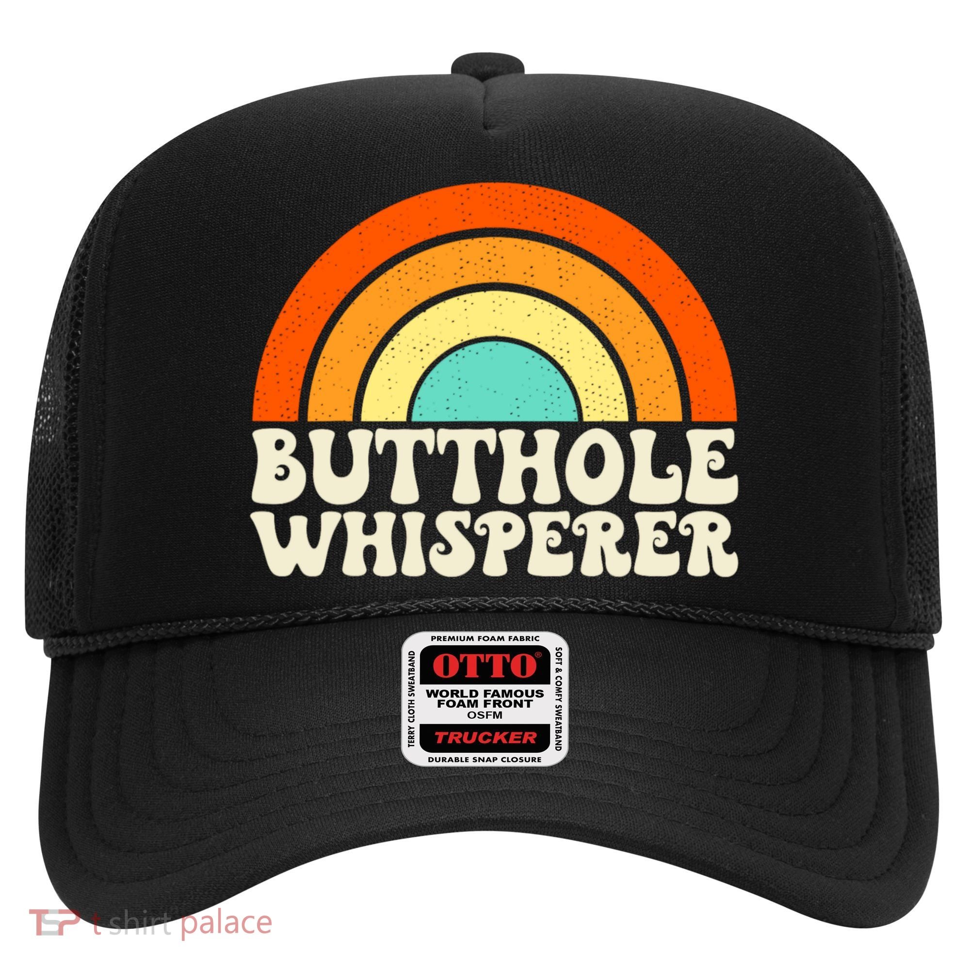 Butthole Whisperer Sarcastic Jokes Retro Groovy Rainbow Hat