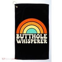 Butthole Whisperer Sarcastic Jokes Retro Groovy Rainbow Golf Towel thumb 0